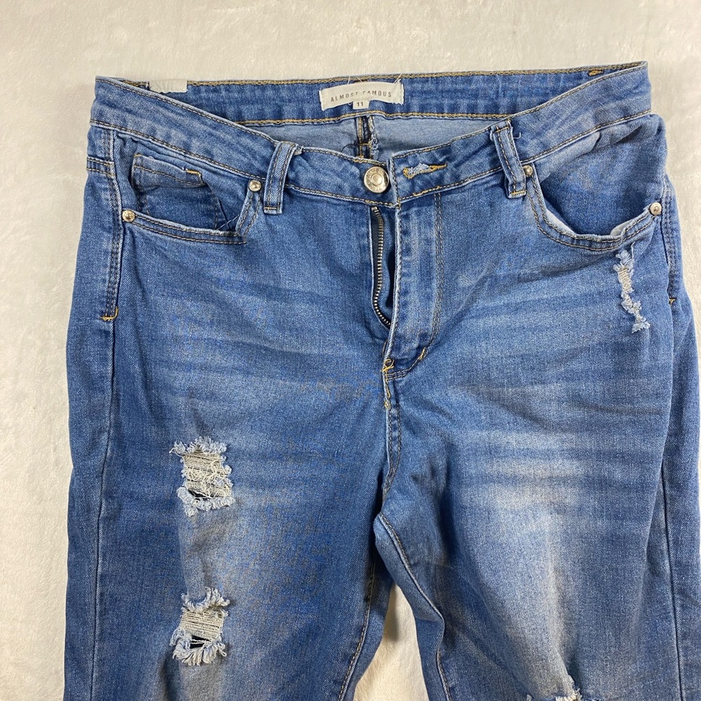 Almost Famous Light Blue Distressed Flare Jeans -11